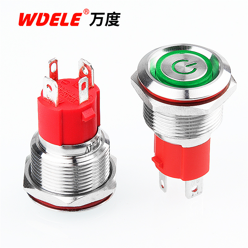 19MM high current ring power type luminous LED stainless steel metal button switch 15A power remote control