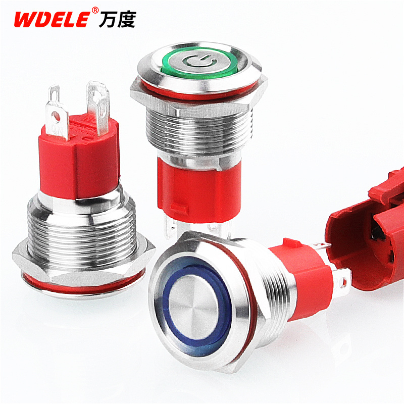 19MM high current ring power type luminous LED stainless steel metal button switch 15A power remote control