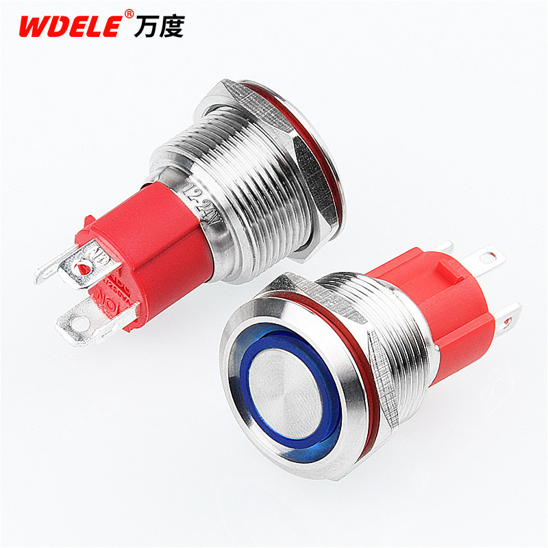 19MM high current ring power type luminous LED stainless steel metal button switch 15A power remote control