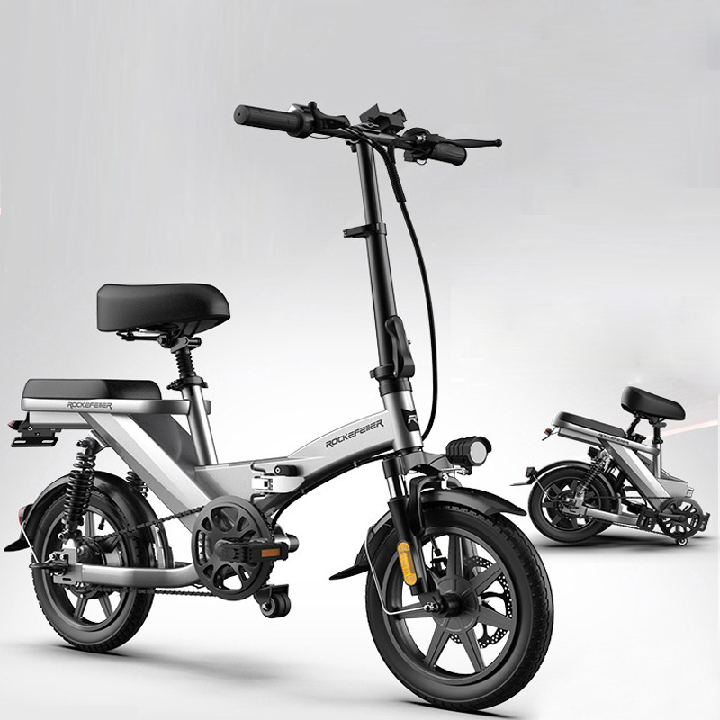 Cheap small 14 inch full suspension 350w 48v foldable folding electric bicycle battery bike 1000w with seat