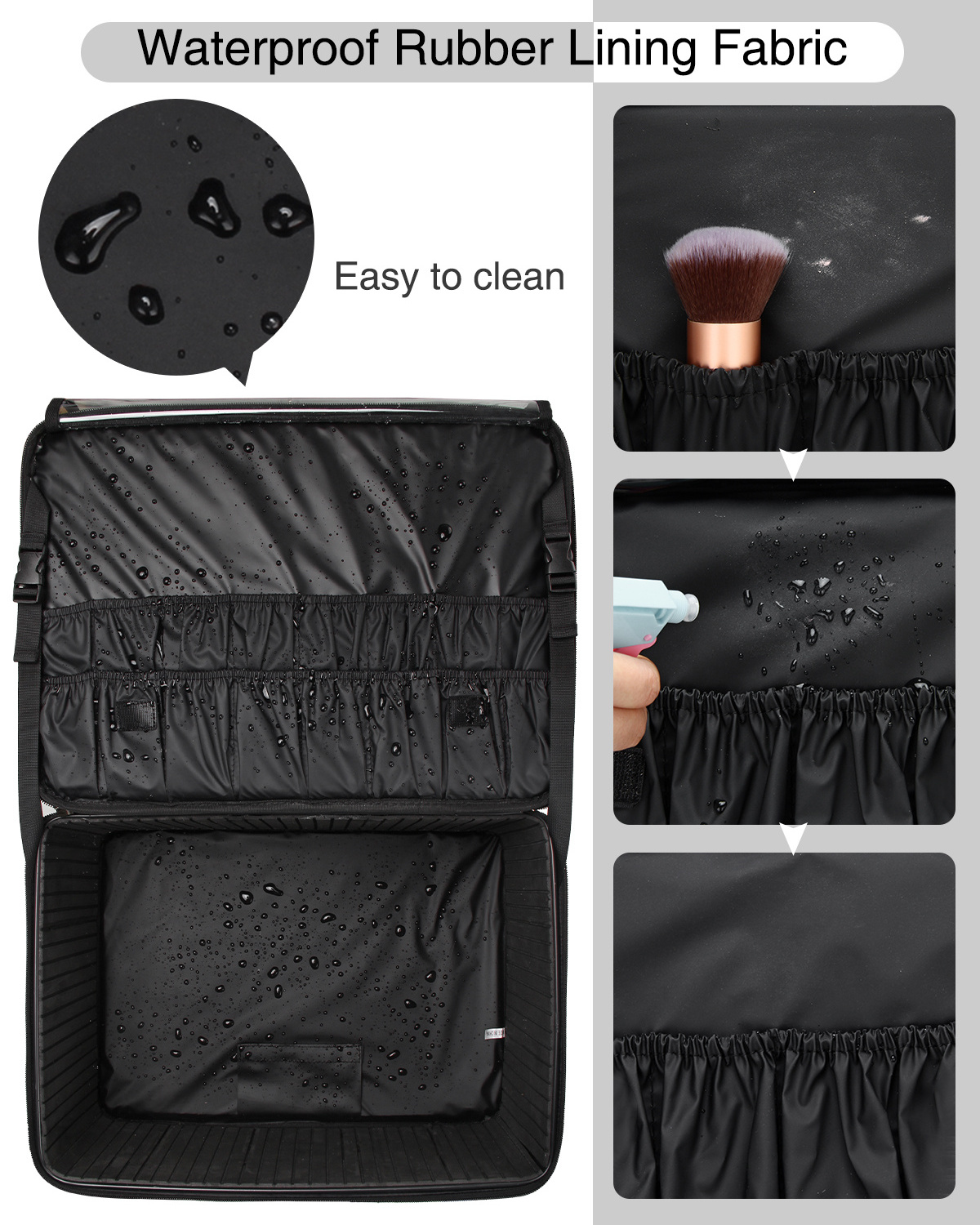 Relavel Extra Large Trolley Case With 4 Clear Pouch Portable Rolling Makeup Train Case Cosmetic Travel Organizer