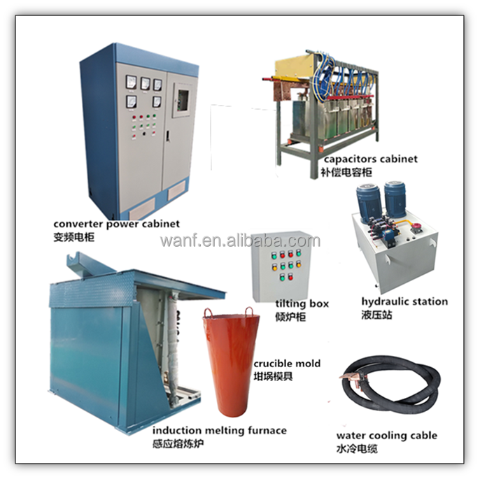 100 kg 500 kg 3 ton crucible furnace for smelting aluminum copper  steel induction melting furnace