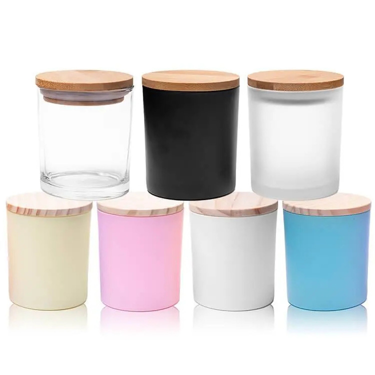 High Quality Custom Print Logo Empty Pink Glass container Candle Jars for Candle Making with Lids