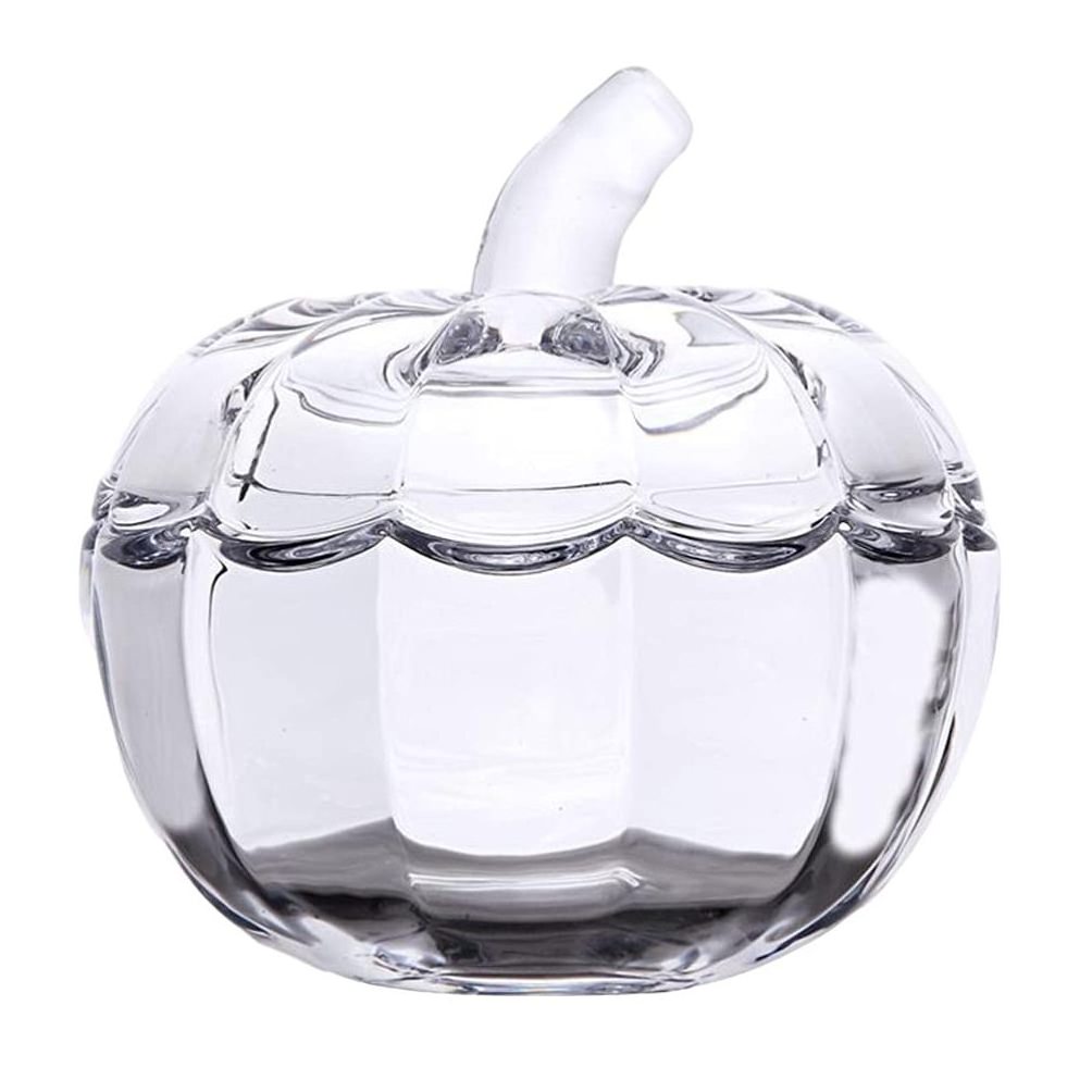 Wholesale Transparente Pumpkin Shape Glass Candy Jar With Lid Glass Storage Jar Halloween Decorative