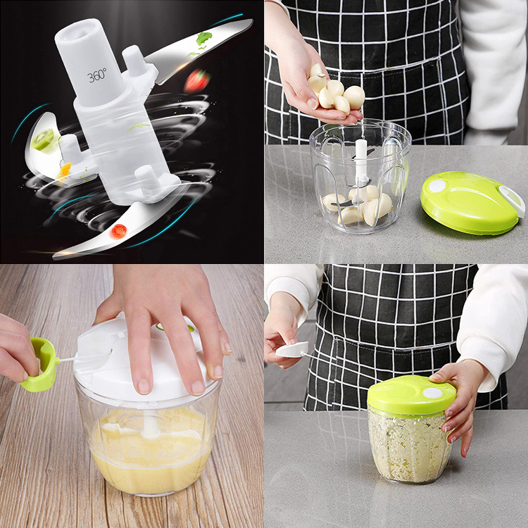 2021 Hot Selling Kitchen Accessories Gadgets Mini 500ml Ginger Meat Garlic Hand Manual Food Pull Pullcord Chopper