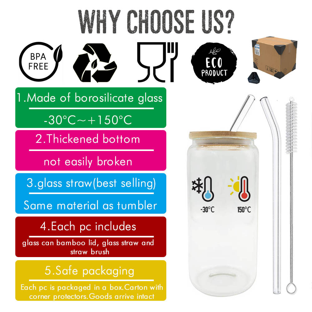 USA Warehouse 12oz 16oz 20oz 600ml Frosted Sublimation Libbey Soda Beer Can Shaped Glass with Bamboo Lid and Straw