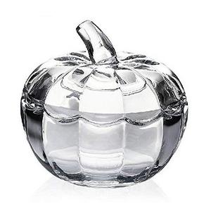 Wholesale Transparente Pumpkin Shape Glass Candy Jar With Lid Glass Storage Jar Halloween Decorative