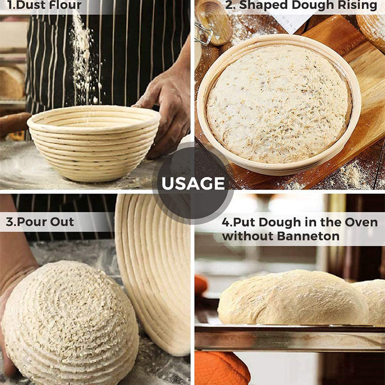 Best Quality Wholesale Hand Made 10 Inch Natural Rattan Benetton Bread Fermentation Proofing Basket with Agitator