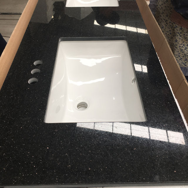 Black Galaxy Granite 24 inch Bathroom Vanity Top with Sink