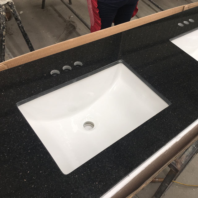 Black Galaxy Granite 24 inch Bathroom Vanity Top with Sink