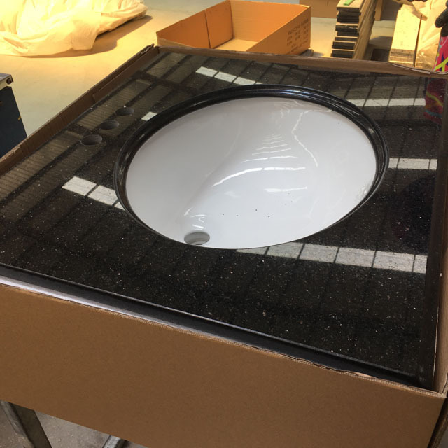 Black Galaxy Granite 24 inch Bathroom Vanity Top with Sink