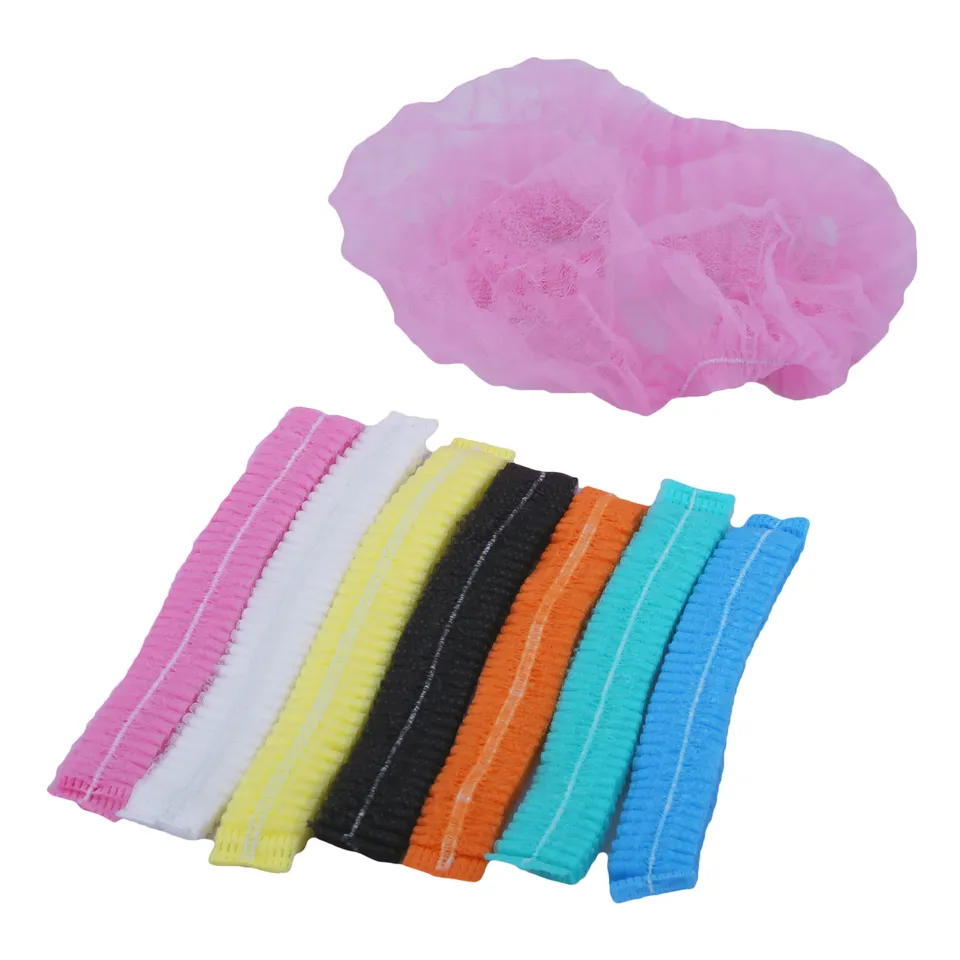 Disposable non woven double elastic surgical mob cap / medical clip cap / non-woven head bouffant cap