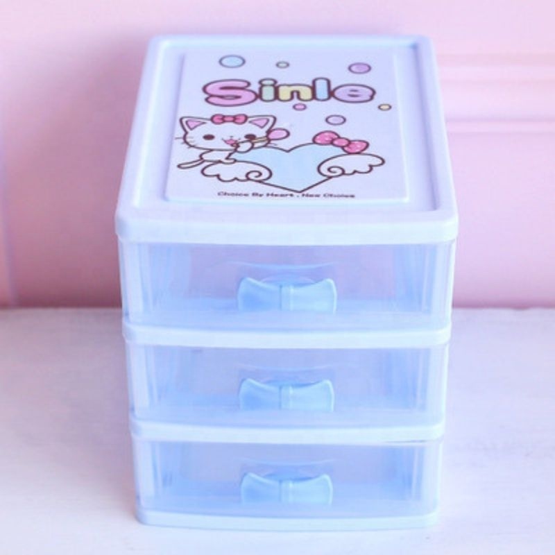 WANFU Plastic Stackable Transparent Mini Storage Drawer Cartoon Desktop Sundry Drawer