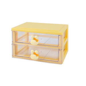 Small Rabbit Desktop Storage Sorting Box Transparent Drawer Type Student Dormitory Plastics Desktop Cosmetics Storage