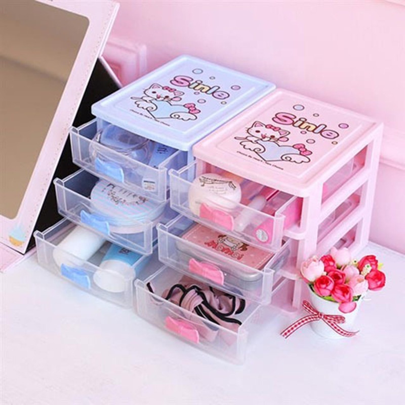 WANFU Plastic Stackable Transparent Mini Storage Drawer Cartoon Desktop Sundry Drawer