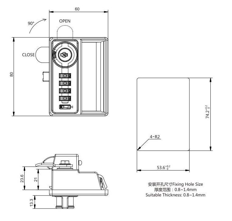 Widely Used Superior Quality Combination Safe Lock Digital Combination Lock 9533