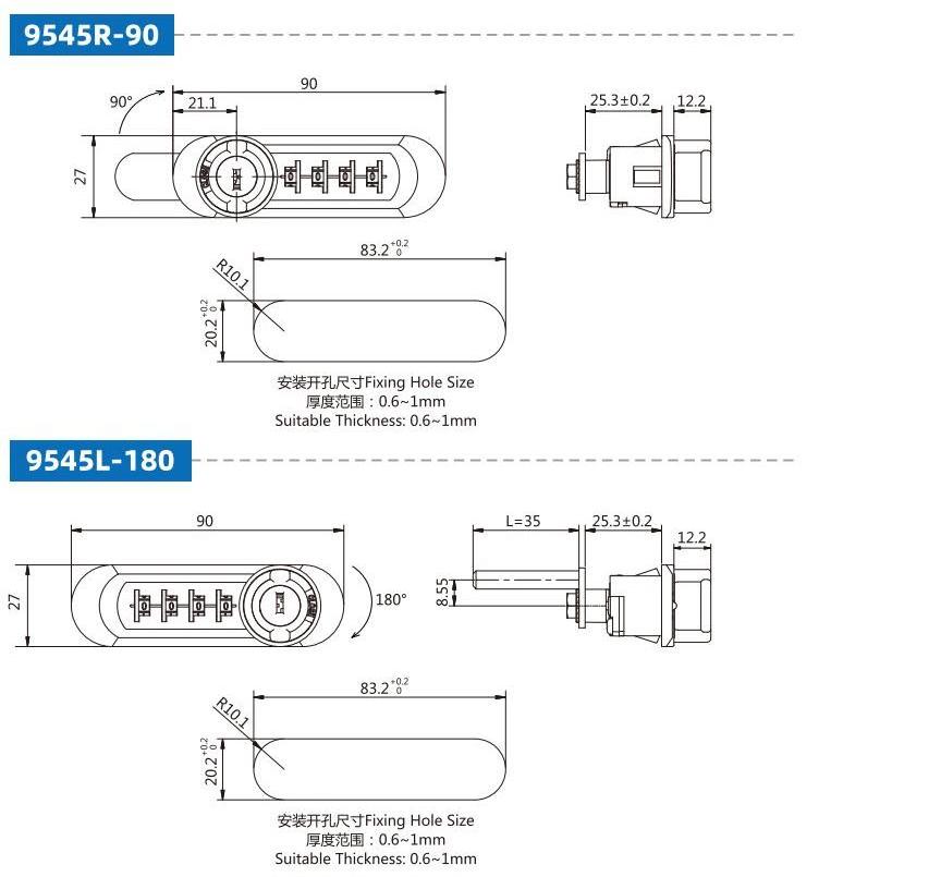 combination locks with master key fingerprint lock for cupboard push button cabinet lock 9545