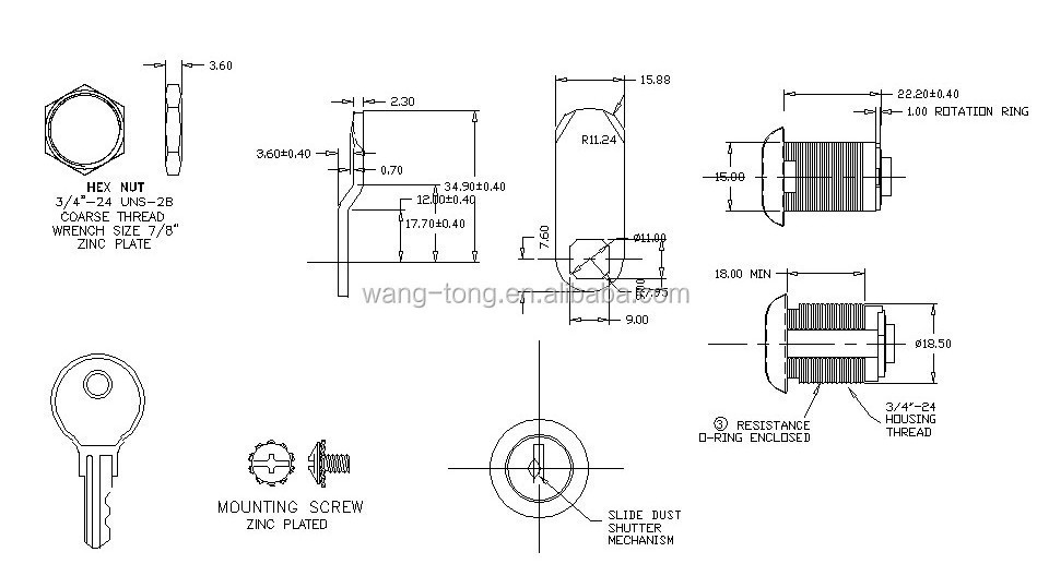 Door Cam Lock Double Door Sliding Door Refrigerator Locks High Quality Zinc Alloy OEM ODM CN;ZHE 200 WT