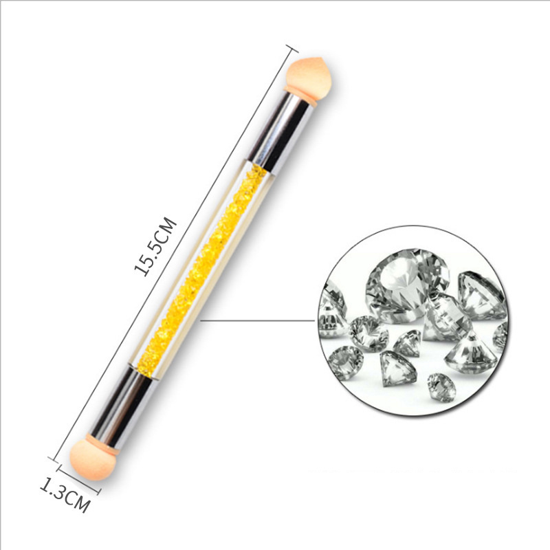 BOLANYA High Quality Dual Heads Metal Dotting Wax Pen Tool Rhinestones Crystal Acrylic Handle Double Ended Manicure Nail Art Dot