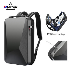 Bopai hard shell smart usb charging waterproof 17.3 slim laptop bag men business back pack expandable anti theft gaming backpack