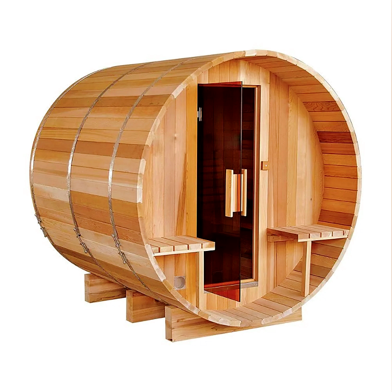 New Style 4 Persons Wooden Hemlock Sauna Stove Heater Outdoor Wet Sweat Barrel Sauna