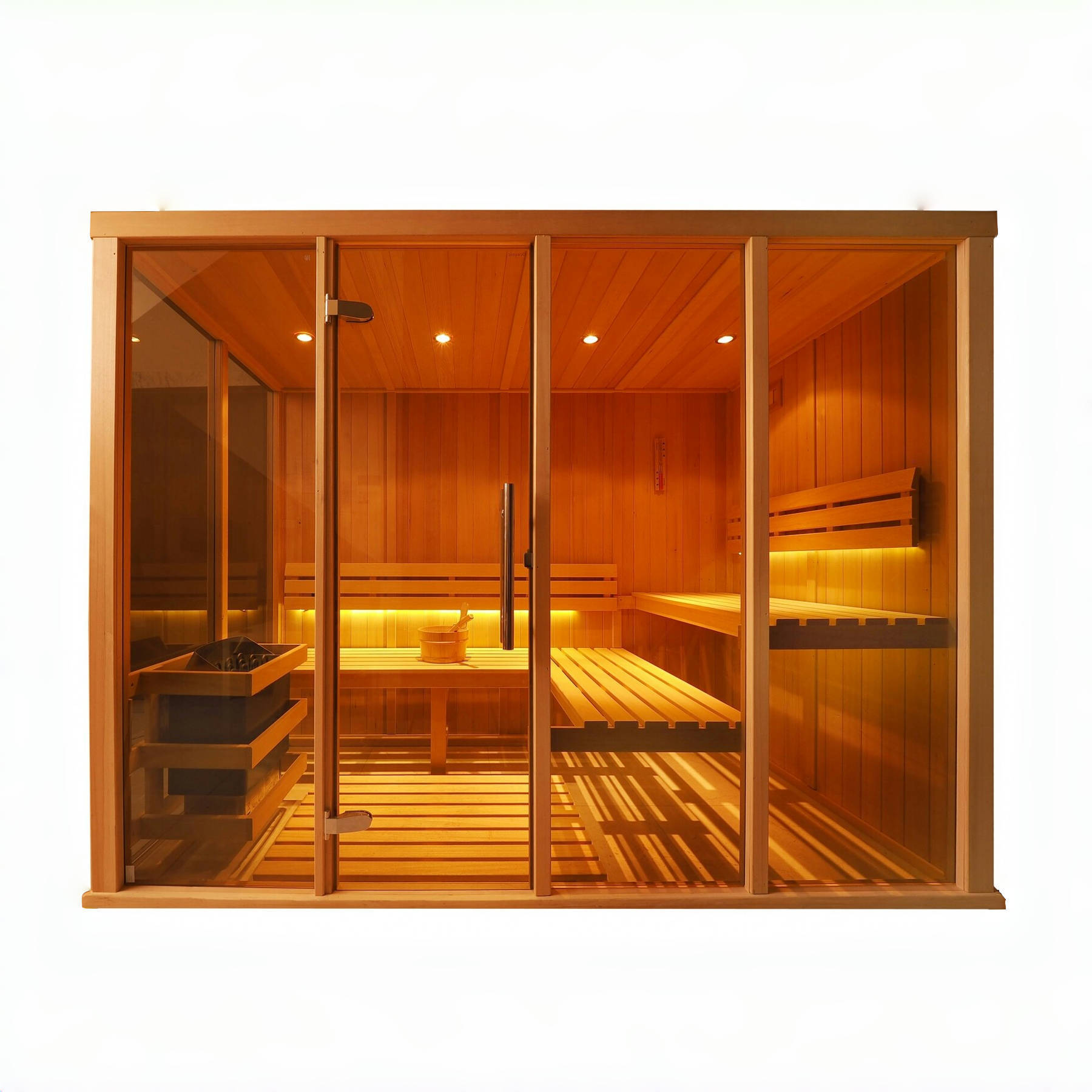 Hemlock Solid Wood Traditional Indoor Far Infrared Steam Sauna Rooms With Carbon Heater For 2 Person