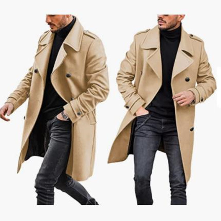 2023 Hot selling Custom men's black long jacket fashion windbreaker Warm jacket Coat Retro Jacket Clothing