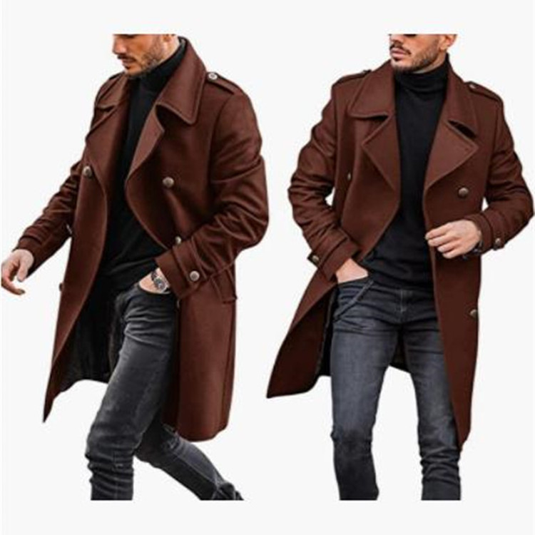 2023 Hot selling Custom men's black long jacket fashion windbreaker Warm jacket Coat Retro Jacket Clothing