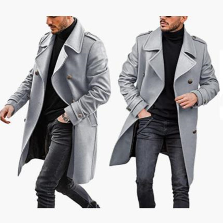 2023 Hot selling Custom men's black long jacket fashion windbreaker Warm jacket Coat Retro Jacket Clothing