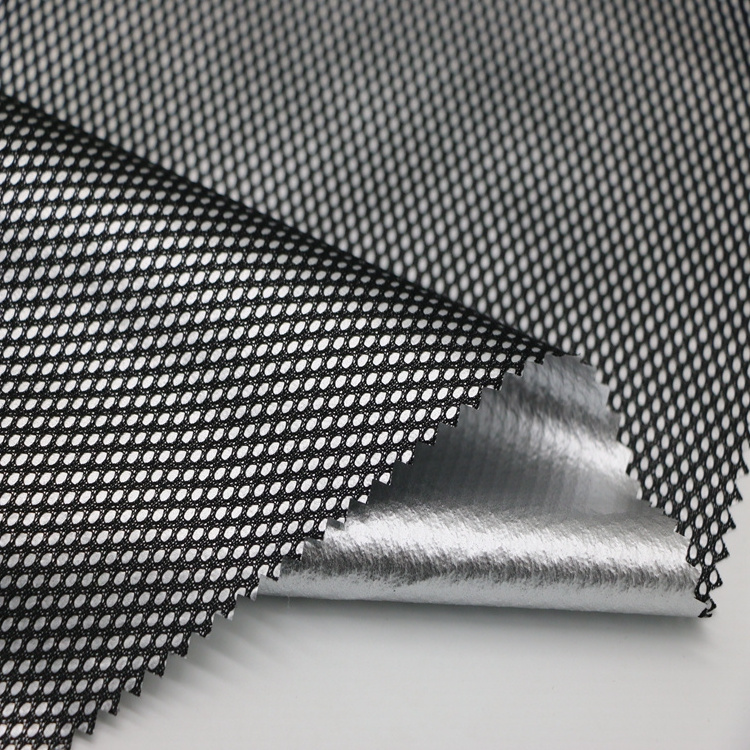 Silver TPU Coated Polyester  Mesh Lining Fabric Material knit fabric bonded silver tpu For Pizex/Outdoor Jacket/Garment