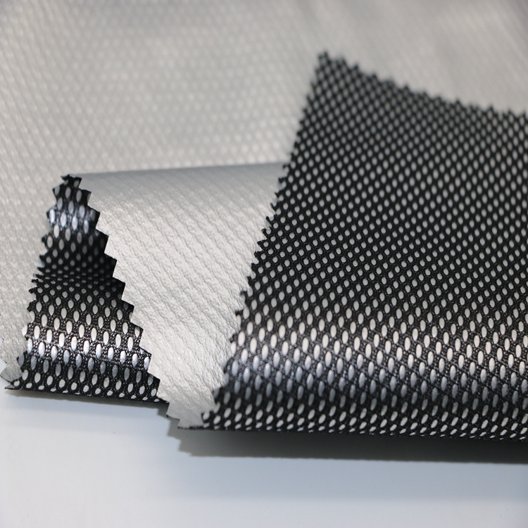 Silver TPU Coated Polyester  Mesh Lining Fabric Material knit fabric bonded silver tpu For Pizex/Outdoor Jacket/Garment