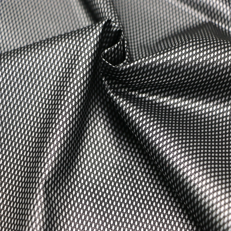 Silver TPU Coated Polyester  Mesh Lining Fabric Material knit fabric bonded silver tpu For Pizex/Outdoor Jacket/Garment