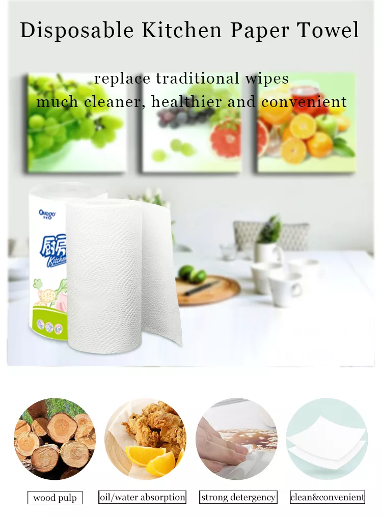 Wholesale Multi-function Virgin Wood Pulp Material Kitchen Roll Towel Paper