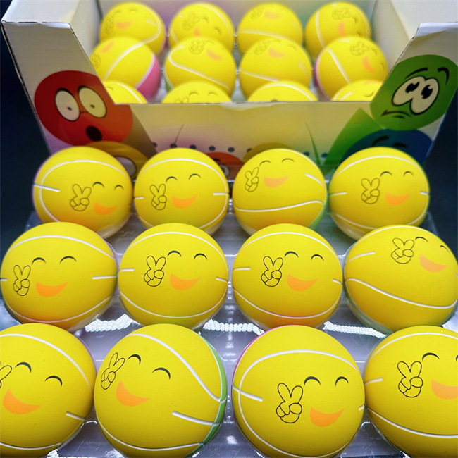 HAPU sells 6 cm basketball custom logo smiley face kiss expression hollow rubber ball game high pinball children's sports toys