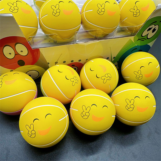 HAPU sells 6 cm basketball custom logo smiley face kiss expression hollow rubber ball game high pinball children's sports toys