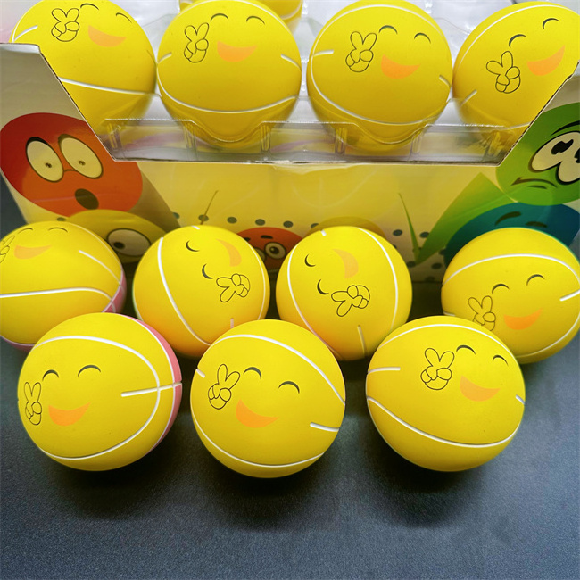 HAPU sells 6 cm basketball custom logo smiley face kiss expression hollow rubber ball game high pinball children's sports toys