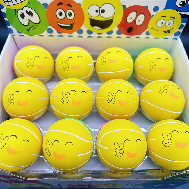 HAPU sells 6 cm basketball custom logo smiley face kiss expression hollow rubber ball game high pinball children's sports toys