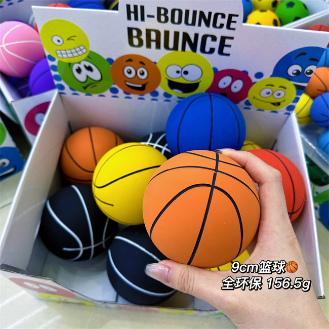 HAPU hot selling color 95mm mini small basketball custom logo hollow rubber ball game high elastic ball children's sports toys