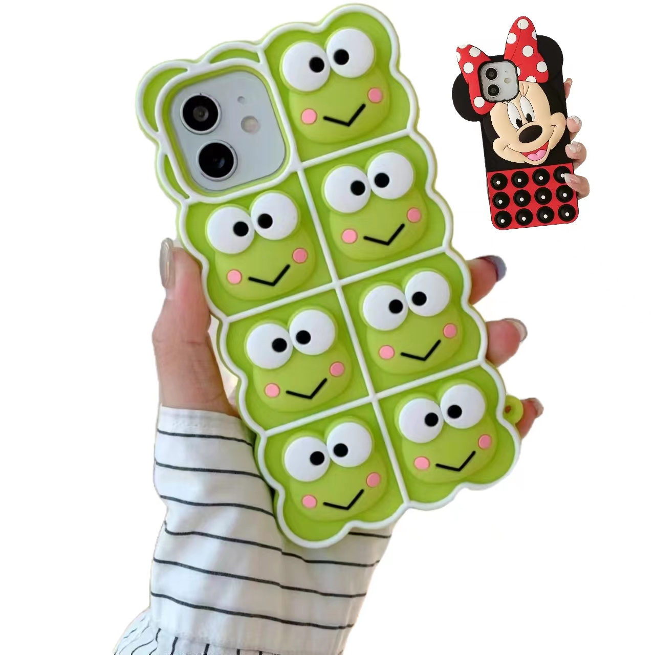 KHQSuitable for Apple 14 Pinch Personalized Phone Case iPhone 13 Big Eyed Frog Decompression Creative Soft Silicone Phone Case