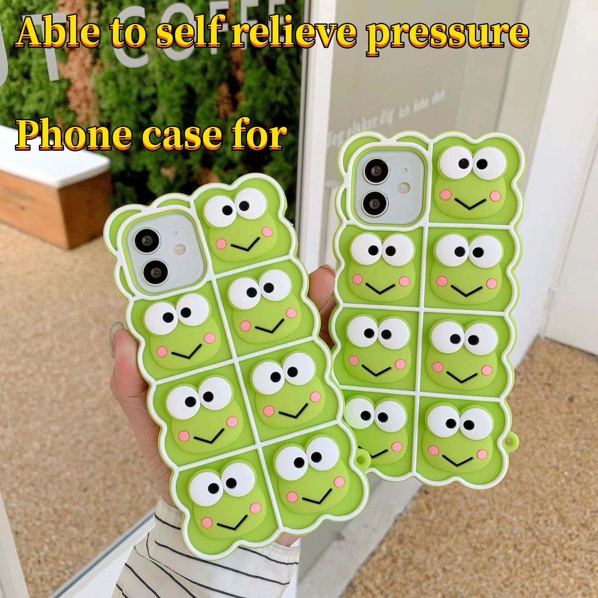 KHQSuitable for Apple 14 Pinch Personalized Phone Case iPhone 13 Big Eyed Frog Decompression Creative Soft Silicone Phone Case