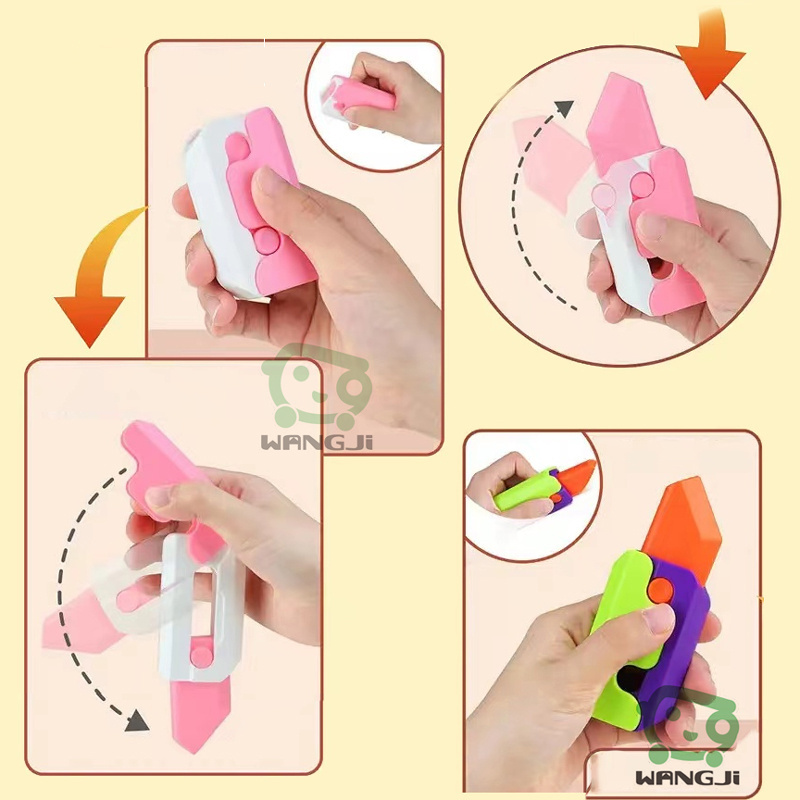 Tiktok Hot Selling Decompression Stress Relief Toy Funny Radish Gravity Jump 3d Radish Knife Gravity Toy