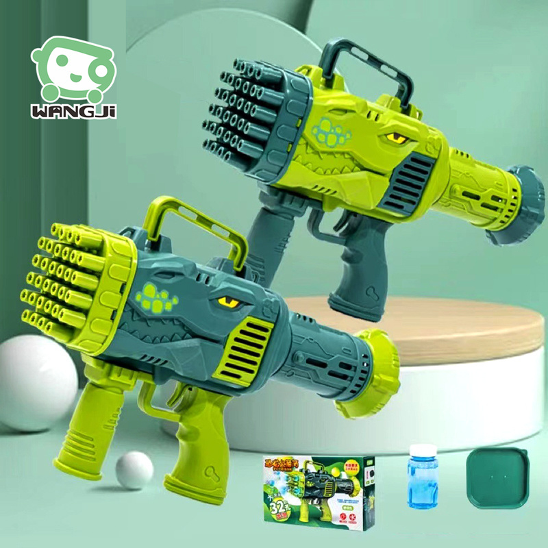 32 Holes Bubble Machine Automatic Kids Outdoor Toys Dinosaur Bazooka Bubble Gun