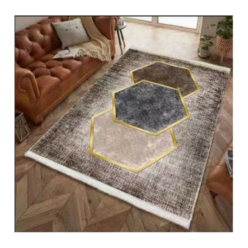 Tianjin factory home decor living room carpets modern design 3d printed crystal velvet area carpet custom rug