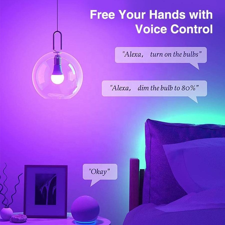 Manufacturer wholesale E27 10W RGB A19 smart LED bulb with APP WiFi voice control for bedroom and living room