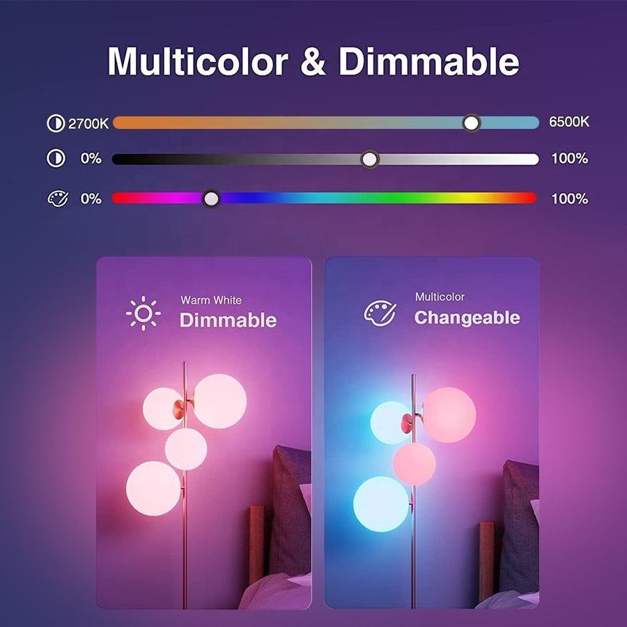 Manufacturer wholesale E27 10W RGB A19 smart LED bulb with APP WiFi voice control for bedroom and living room