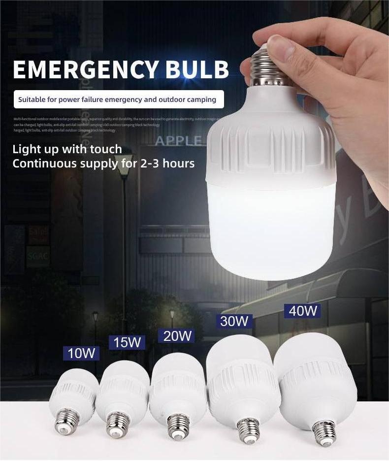 High quality Plastic Ac/Dc DOB 5 9 12 15 30 watt 10w 20w 40w E27 E14 Rechargeable T Bulb skd Emergency Led Bulb Lamp