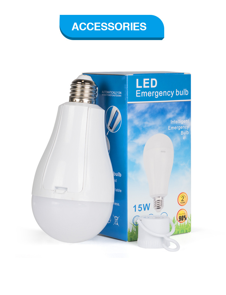 Dual battery Powered Back Up removable Led Light Bulb Emergency 15w 20w Rechargeable Emergency Bulb for Power Outage