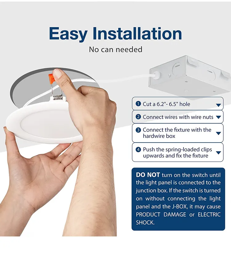 OEM ODM Indoor Supermarket Lighting 5CCT Recessed 6 inch dimmable recessed downlight led panel light