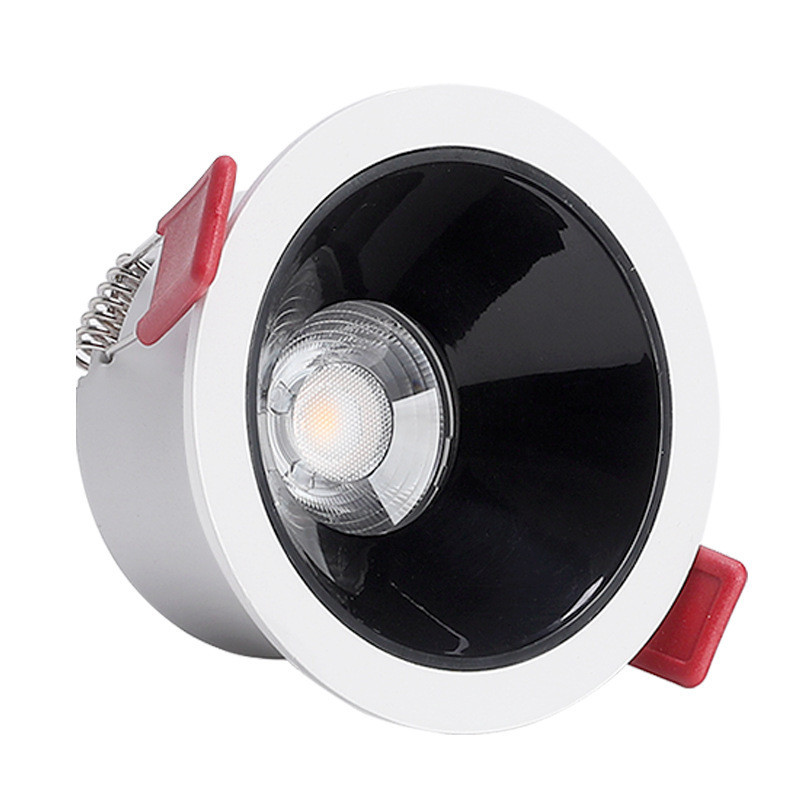 Anti-glare inner spot lights round aluminum 9w 12w ceiling lights recessed cob retrofit led downlights for indoor bathroom