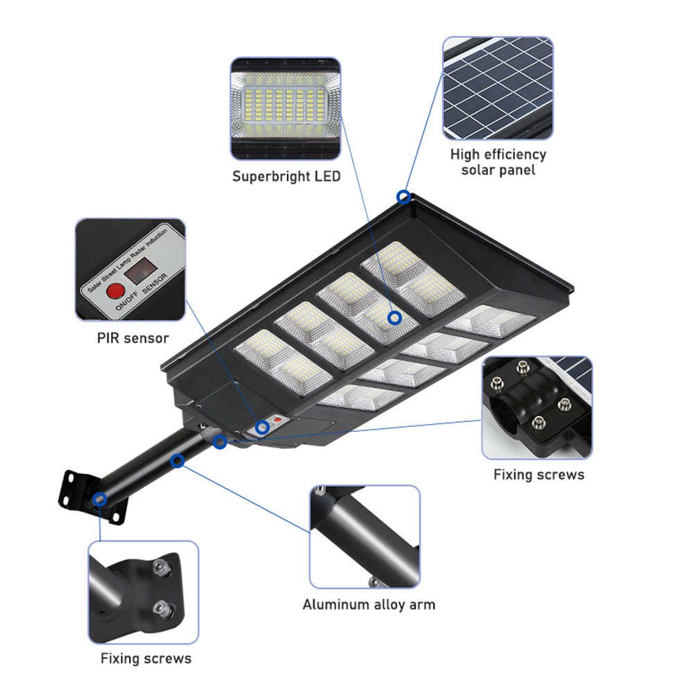 Home Outdoor Lighting 600W 800W 1000W All In One Integrated Smd Solar Led Street Light 300 Watts Accessory Solar Panel